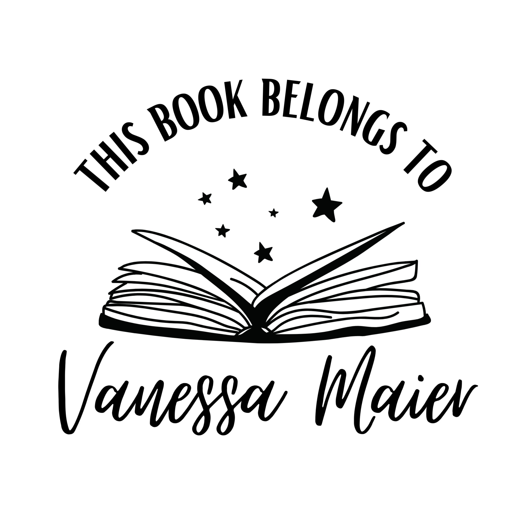Ex Libris Bücher Stempel mit anpassbaren Namen - Modell 'Books & Stars' - Just Refine