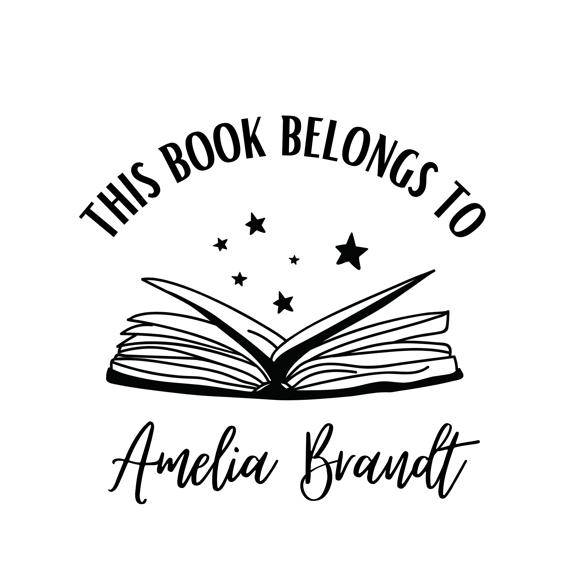 Ex Libris Bücher Stempel mit anpassbaren Namen - Modell 'Books & Stars' - Just Refine