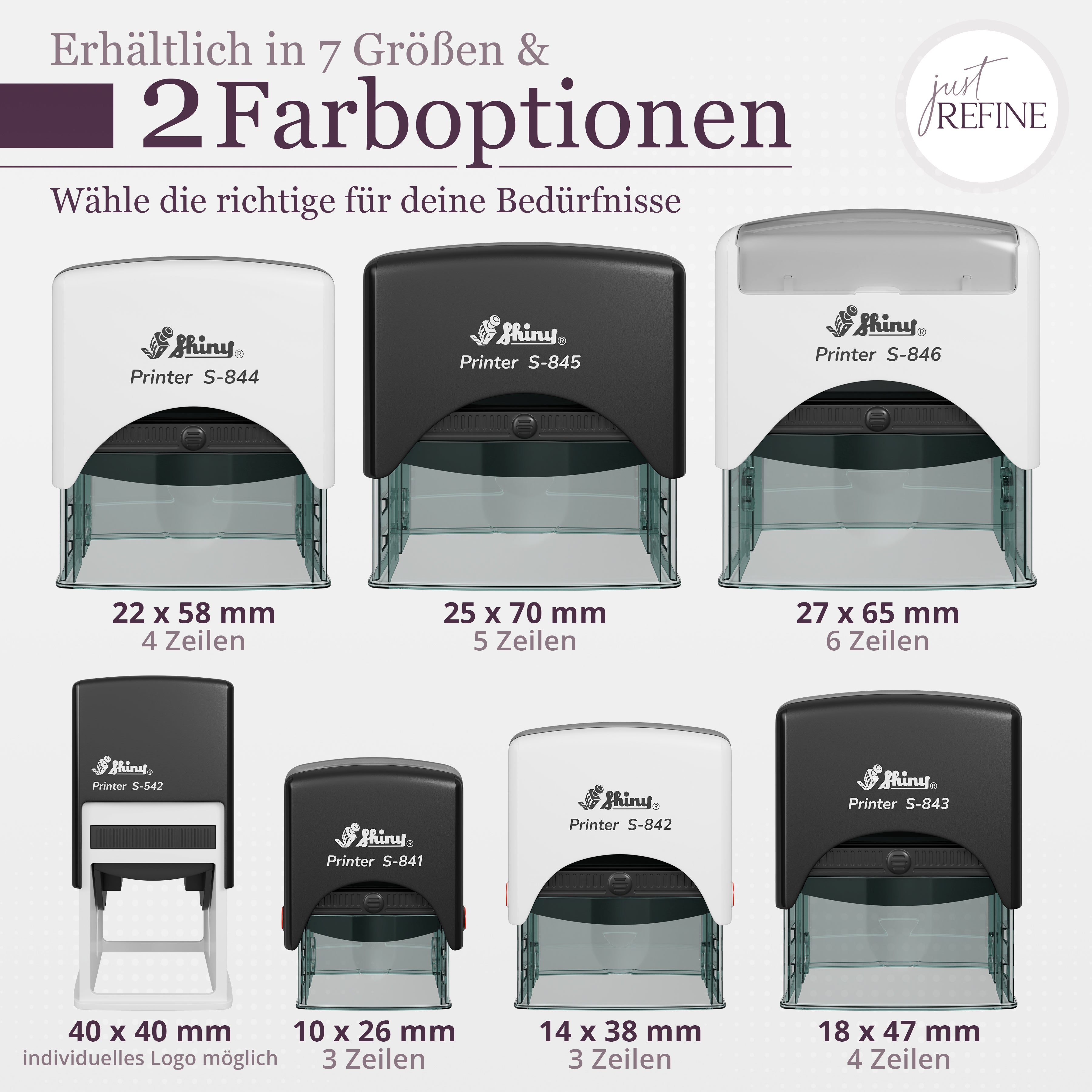 Selbstfärbender Stempel mit Wunschtext (bis zu 5 Textzeilen) - Just Refine
