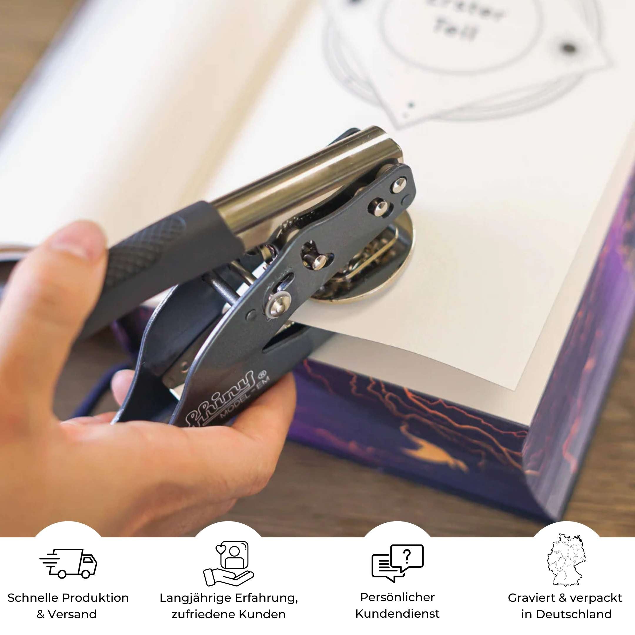 Personalisierter Buch Prägestempel für Papier - Just Refine