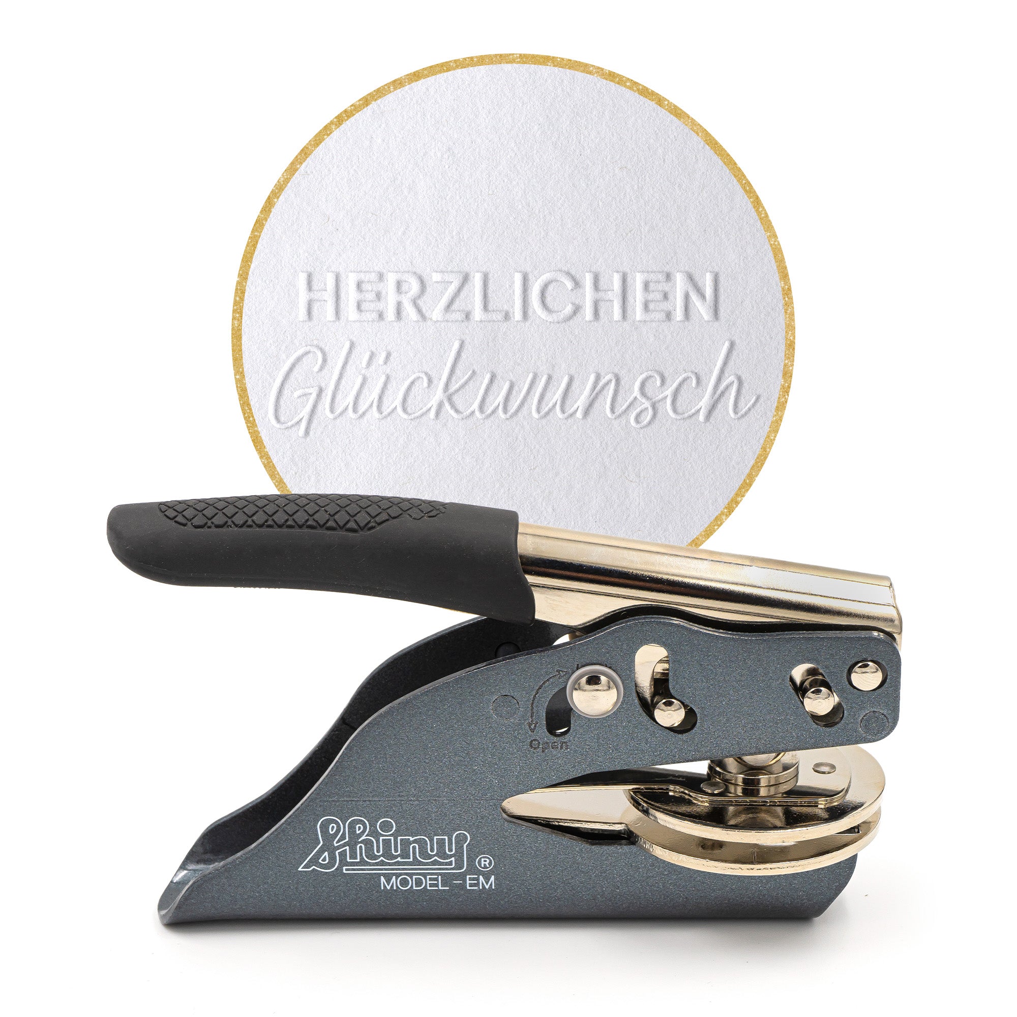 Prägestempel für Papier - Modell "Herzlichen Glückwunsch"