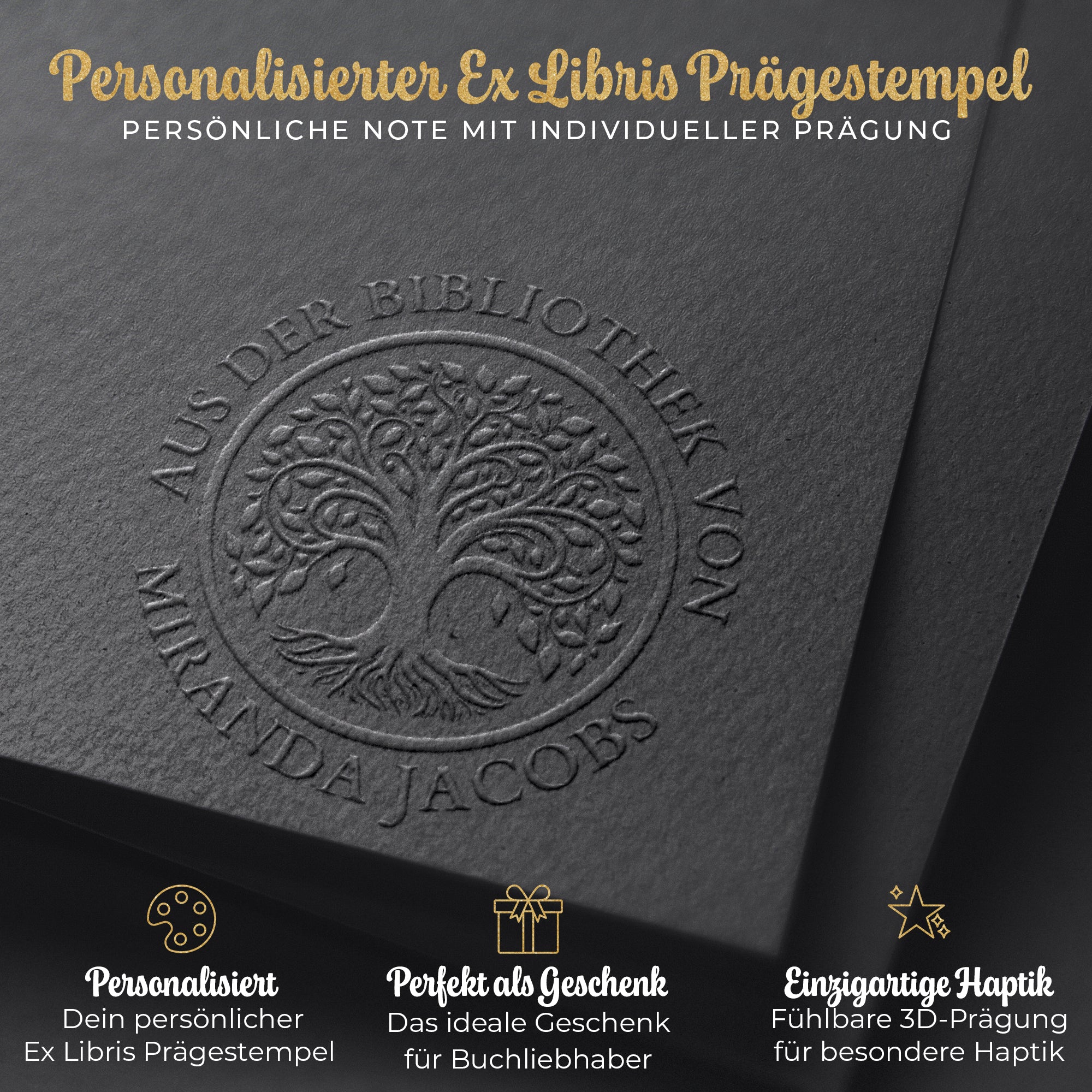 Prägestempel personalisiert - Ex Libris Buchpräger für Papier (Insignia Eternitas)