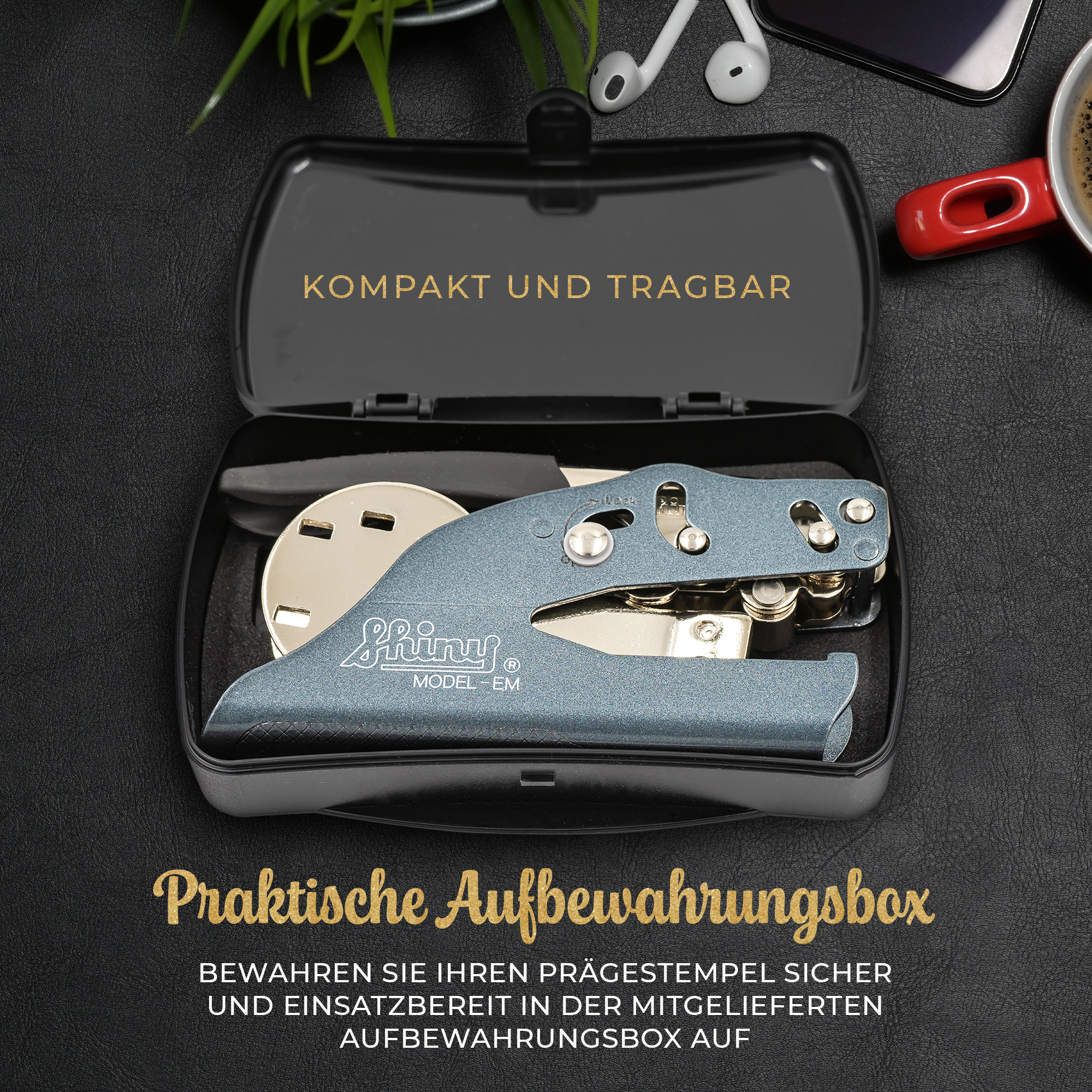 Personalisierter Prägestempel mit anpassbaren Initialen - Modell "Amoria"