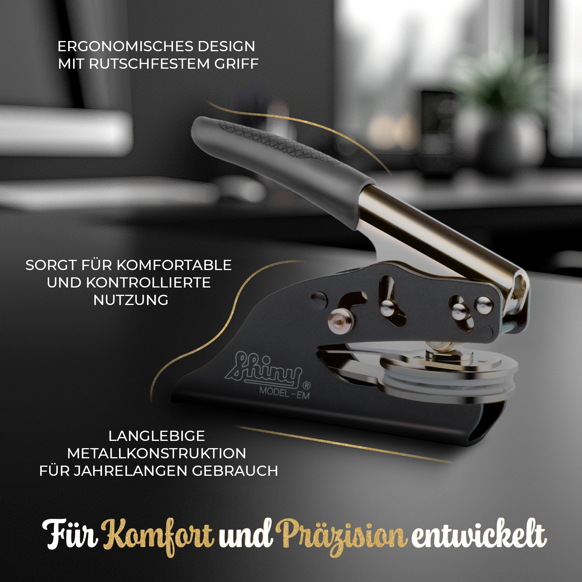 Personalisierter Prägestempel mit anpassbaren Initialen - Modell "Amoria"